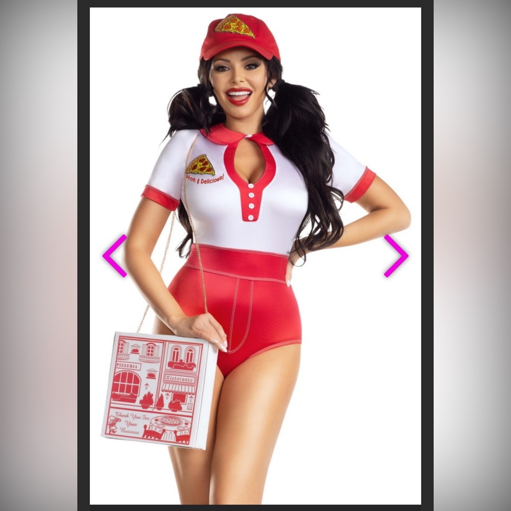 NWT Hot & Fresh Pizza Delivery 3 piece Costume Bodysuit Teddy Womens XL
